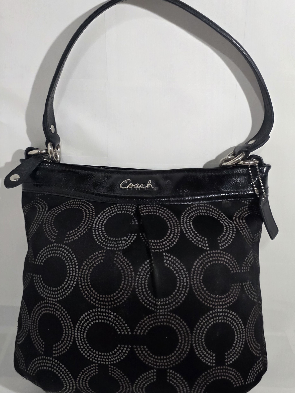 Coach Black Signature Circle-Print Shoulder Bag